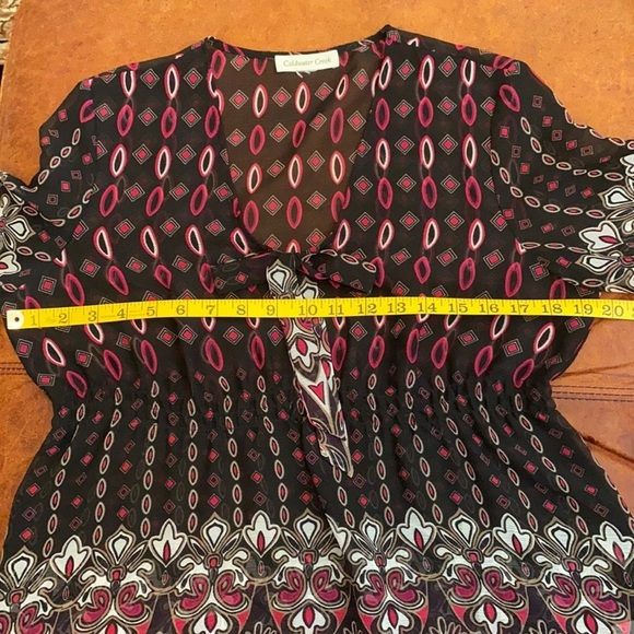 Coldwater Creek Sheer Multi-color Tunic Blouse - Picture 6 of 12